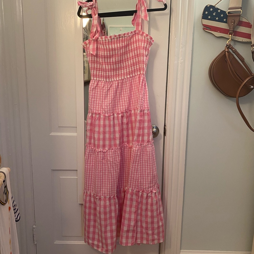 Day and moon Pink Gingham Maxi Dress